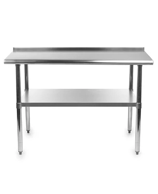 Slickblue Heavy Duty 48 x 24 inch Stainless Steel Kitchen Restaurant Prep Work Table with Backsplash