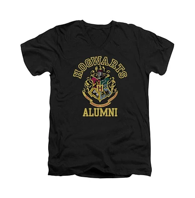 Harry Potter Men's Hogwarts Alumni Short Sleeve Adult V Neck Premium Cotton Tee / T-Shirt