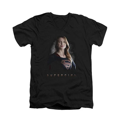 Supergirl Men's Stand Short Sleeve Adult V Neck Premium Cotton Tee / T-Shirt