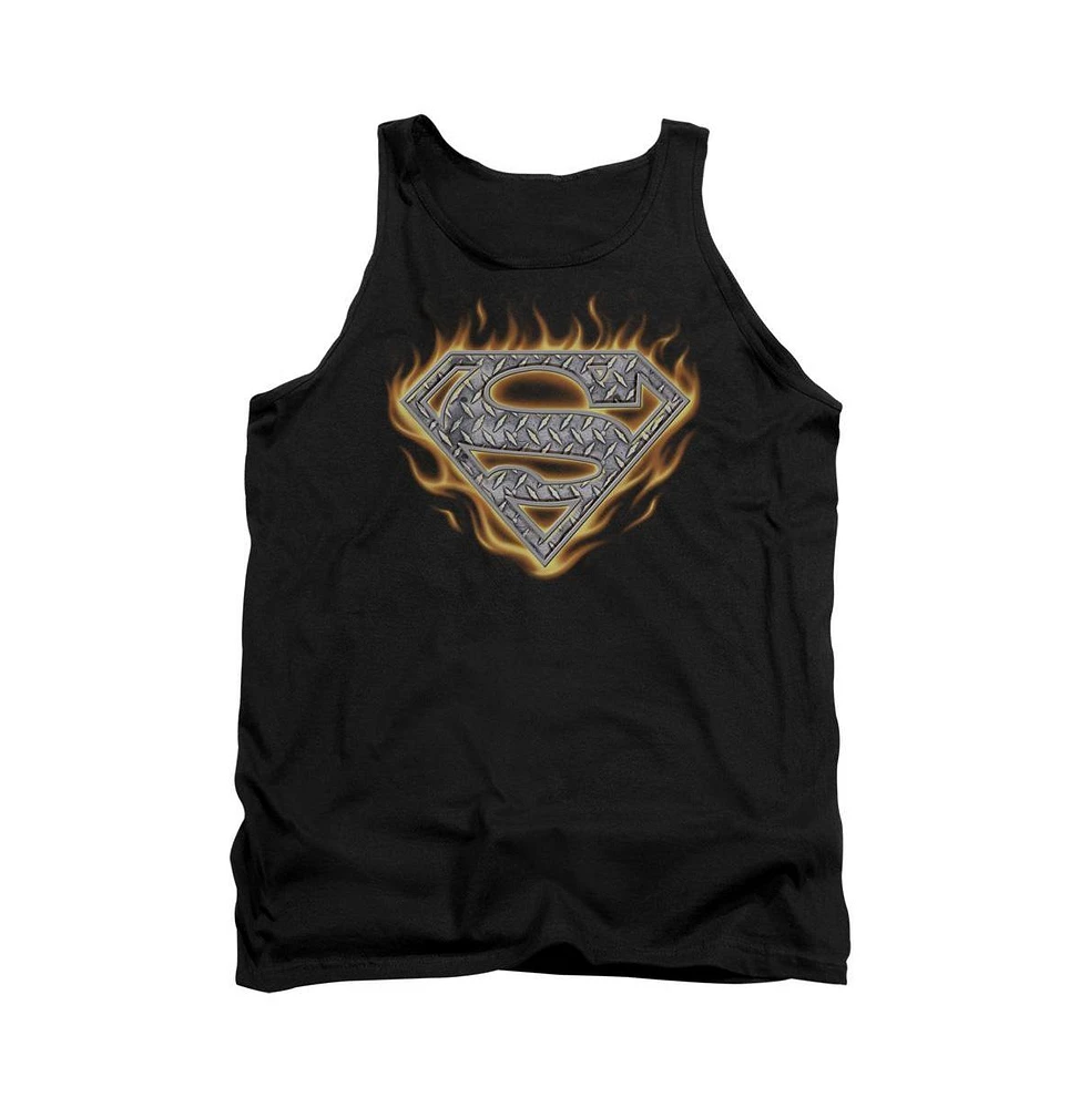 Superman Men's Steel Fire Shield Adult Tank Top