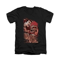 Superman Men's Supes Vs Darkseid Short Sleeve Adult V Neck Premium Cotton Tee / T-Shirt