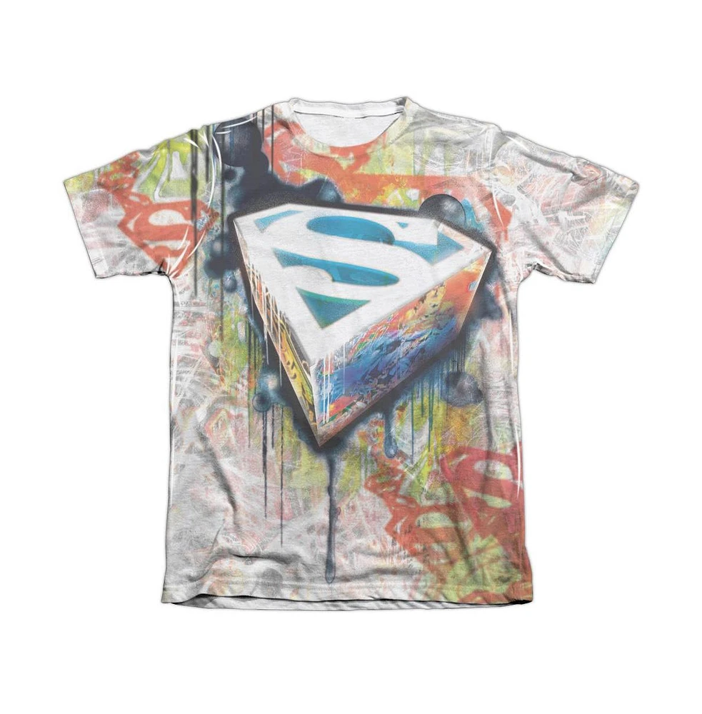 Superman Men's Urban Shields Adult 65/35 Poly/Cotton Short Sleeve Tee / T-Shirt