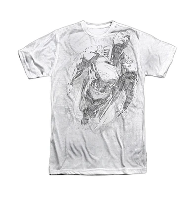 Superman Men's Exploding Space Sketch Short Sleeve Adult Poly Crew Tee / T-Shirt