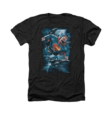 Superman Men's Stormy Flight Adult Heather Tee / T-Shirt