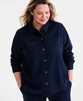 Style & Co Plus Twill Shacket, Exclusively at Macy's