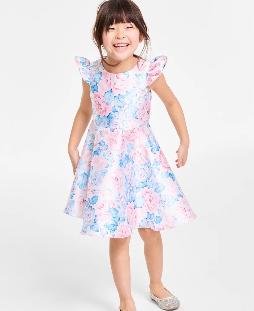 Rare Editions Toddler and Little Girls Floral Mikado Social Dress