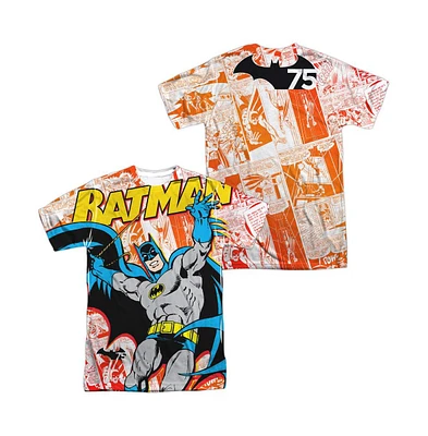 Batman Mens 75 Panels (Front/Back Print) Short Sleeve Adult Poly Crew Tee / T-Shirt