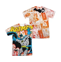 Batman Men's 75 Panels (Front/Back Print) Short Sleeve Adult Poly Crew Tee / T-Shirt