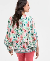 Jm Collection Women's Printed V-Neck Poncho, Exclusively at Macy's