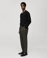 Mango Men's Slim-Fit Merino Wool V-Neck Sweater