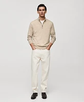 Mango Men's Slim-Fit Merino Wool Quarter-Zip Sweater