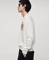 Mango Men's Printed Graphic Cotton Sweatshirt