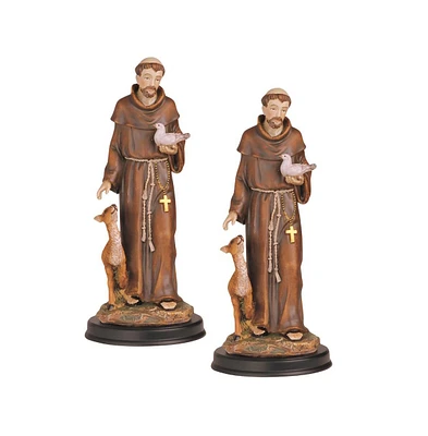 Fc Design "2-pc Set" 12"H Saint Francis Statue St. Francis of Assisi Holy Figurine Statue Ornament Home Room Office Decor and Perfect Ideas for Housew