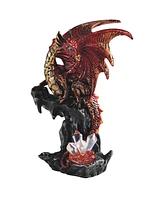 Fc Design "2-pc Set" 6"H Medieval Red Volcano Dragon Guarding Faux Crystal Gemstone Figurine Statue Ornament Home Room Office Decor and Perfect Ideas