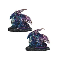 Fc Design "2-pc Set" 7"W Blue and Purple Dragon with Baby Dragon Figurine Statue Ornament Home Room Office Decor and Perfect Ideas for Housewarming, H