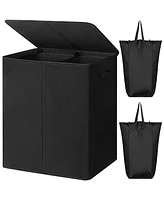 Wowlive 154L Fabric Double Laundry Hamper with Lid and Removable Bags