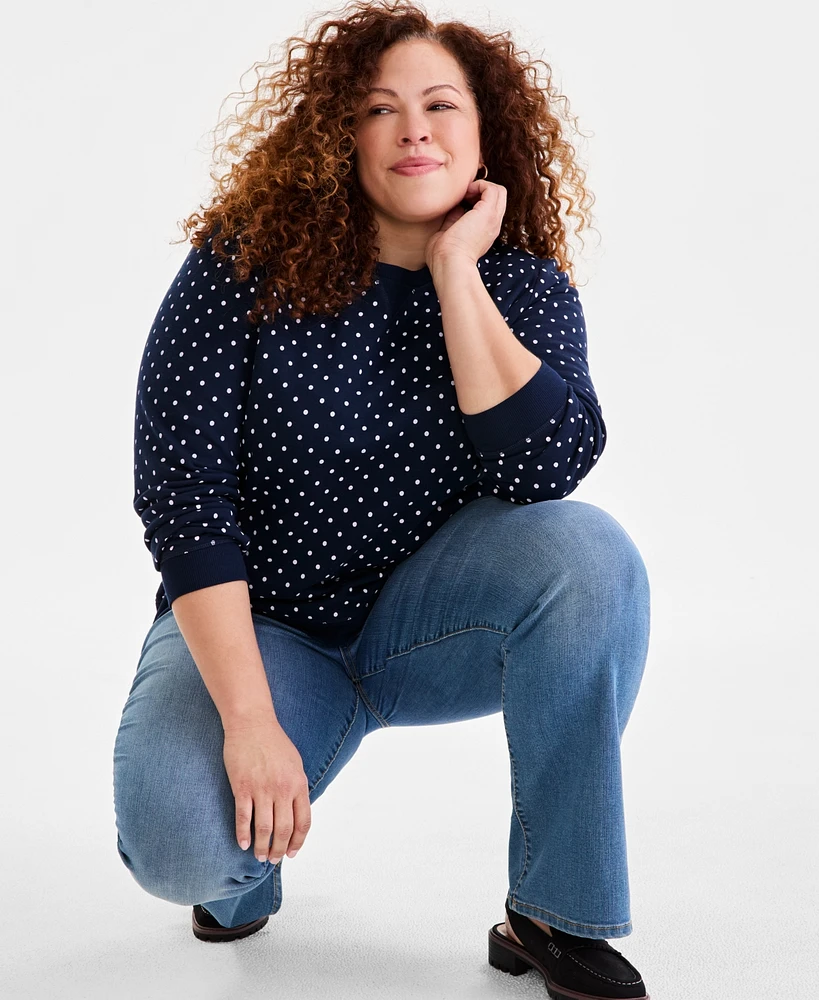 Style & Co Plus Size Printed Fleece Sweatshirt, Exclusively at Macy's
