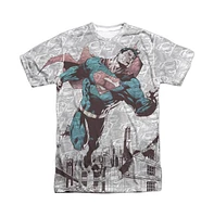 Superman Men's War Zone Short Sleeve Adult 100% Poly Crew Tee / T-Shirt