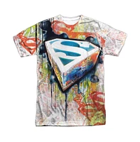 Superman Men's Urban Shields Short Sleeve Adult 100% Poly Crew Tee / T-Shirt