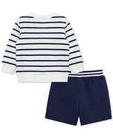 Little Me Baby Boys Anchor Cotton Active Sweatshirt & Shorts, 2 Piece Set