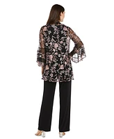 R & M Richards Women's 2-Pc. Embroidered Illusion-Sleeve Top Pants Set