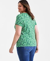 Style & Co Plus Printed Scoop-Neck Tee, Exclusively at Macy's