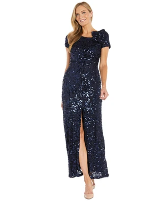 R & M Richards Women's Sequin Front-Slit Gown