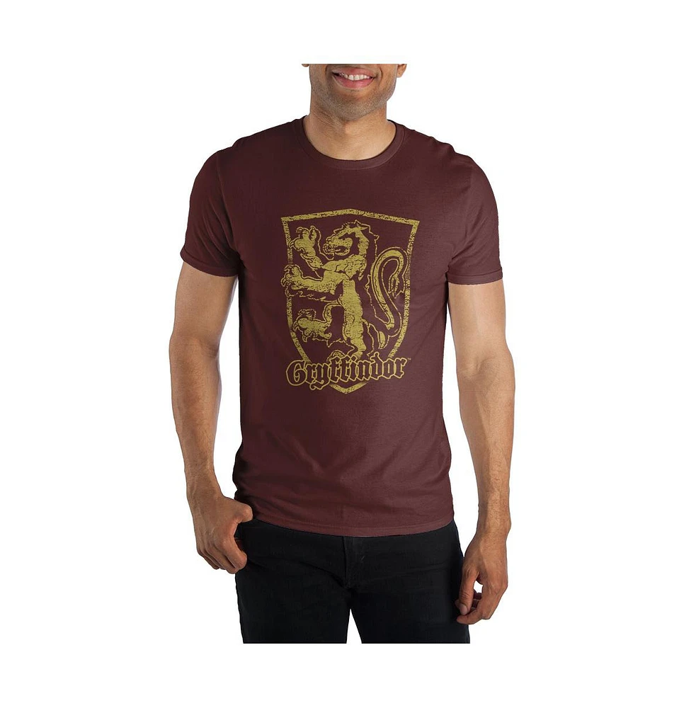 Harry Potter Gryffindor Logo Men's Burgundy Tee T-Shirt Shirt-Large