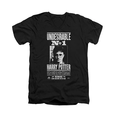 Harry Potter Mens Undesirable No 1 Short Sleeve Adult V Neck Premium Cotton Tee / T-Shirt