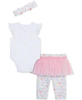 Little Me Baby Girls Swans Bodysuit, Skirted Leggings & Headband, 3 Piece Set