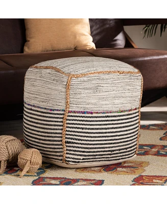 Baxton Studio Arta Modern and Contemporary Bohemian Multi-Colored Handwoven Wool Blend Pouf Ottoman