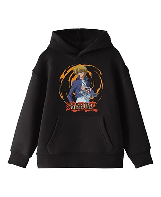 Yu-Gi-Oh! Boys Joey Character With Spiral Background and Logo Youth Black Graphic Hoodie-xl