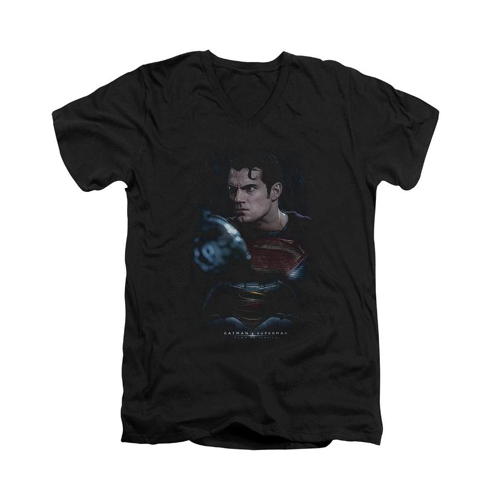 Batman V Superman Men's Super Angry Short Sleeve Adult V Neck Premium Cotton Tee / T-Shirt