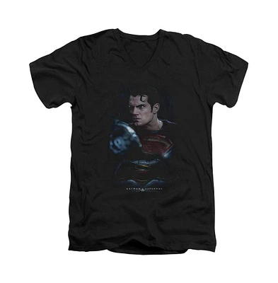 Batman V Superman Men's Super Angry Short Sleeve Adult V Neck Premium Cotton Tee / T-Shirt