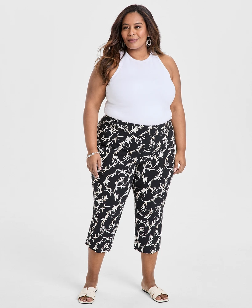 Jm Collection Plus Printed Rivet Capri Pants, Exclusively at Macy's