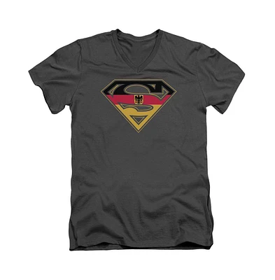 Superman Men's German Shield Short Sleeve Adult V Neck Tee / T-Shirt