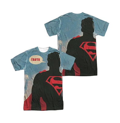 Superman Men's Truth (Front/Back Print) Short Sleeve Adult Poly Crew Tee / T-Shirt