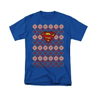 Superman Men's Christmas Sweater Short Sleeve Adult Tee / T-Shirt