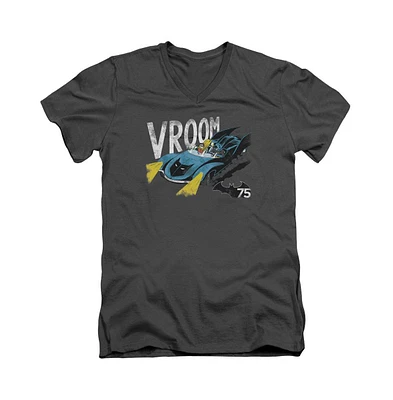 Batman Men's Vroom Short Sleeve Adult V Neck Premium Cotton Tee / T-Shirt