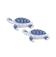 Fc Design "2-pc Set" 7"W Blue and White Sea Turtle Figurine Statue Ornament Home Room Office Decor and Perfect Ideas for Housewarming, Holidays and Bi