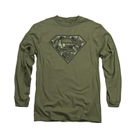 Superman Men's Super Camo Long Sleeve Adult Tee / T-Shirt