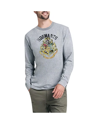 Harry Potter Men's Hogwarts Crest Long Sleeve Adult Tee / T-Shirt