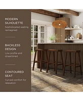 Maven Lane Vincent Wooden Rustic Aesthetic Kitchen Bar Stool, Set of 3
