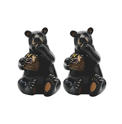 Fc Design "2-pc Set" 5.5"H Black Bear Eating Honey Figurine Statue Ornament Home Room Office Decor and Perfect Ideas for Housewarming, Holidays and Bi