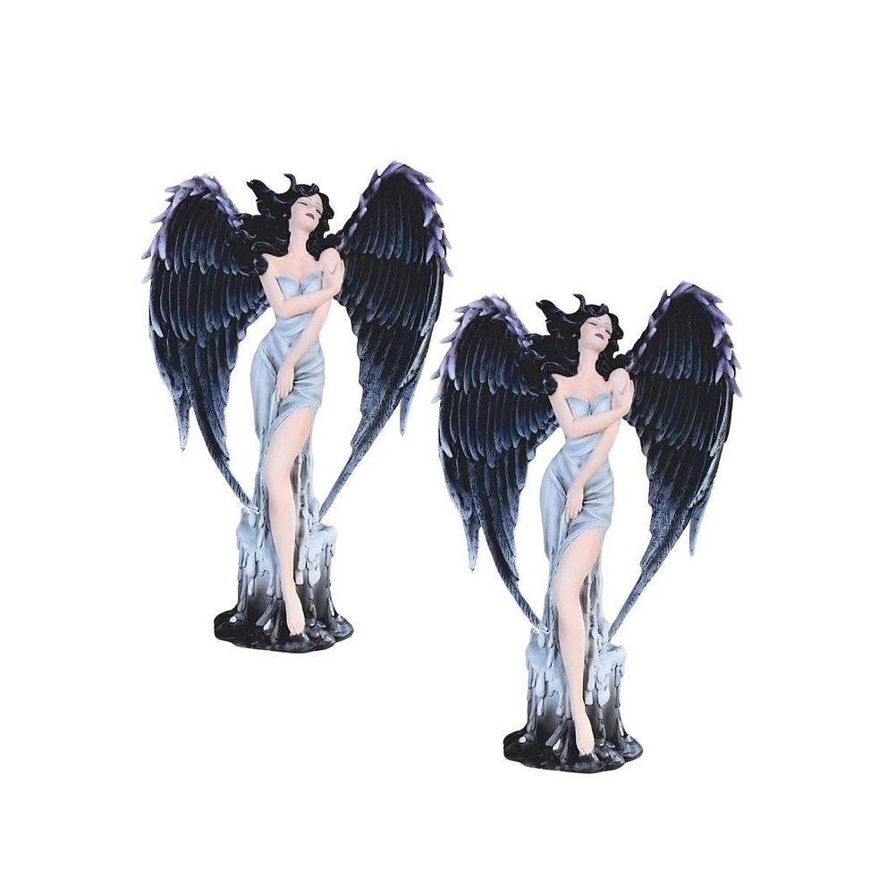 Fc Design "2-pc Set" 12.5"H Gothic Dark Angel Fairy with Feather Wings Figurine Statue Ornament Home Room Office Decor and Perfect Ideas for Housewarm