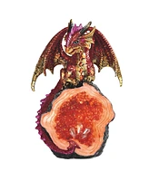 Fc Design "2-pc Set" 8"H Red Volcano Dragon Guarding Faux Crystal Cave Figurine Statue Ornament Home Room Office Decor and Perfect Ideas for Housewarm