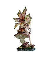 Fc Design "2-pc Set" 8"H Brown Butterfly Wings Autumn Fairy Sitting on Mushroom Figurine Statue Ornament Home Room Office Decor and Perfect Ideas for