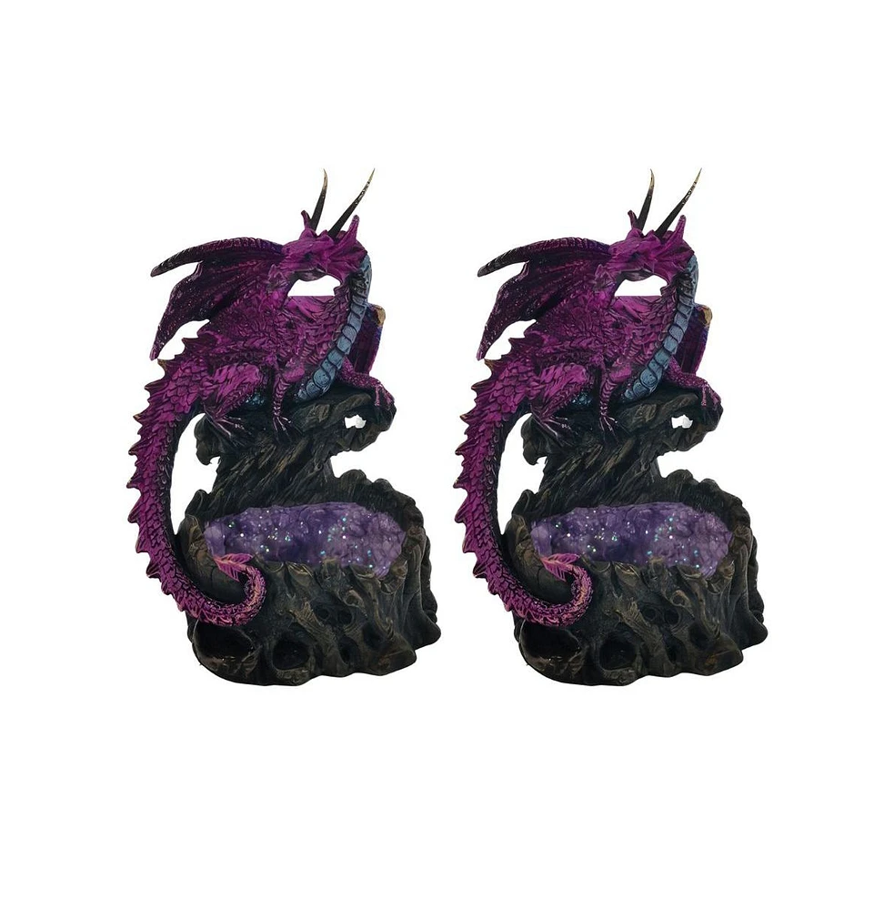 Fc Design "2-pc Set" 6"H Purple Dragon on Faux Crystal Cave Figurine Statue Ornament Home Room Office Decor and Perfect Ideas for Housewarming, Holida