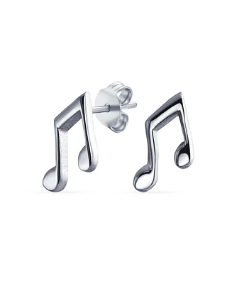 Bling Jewelry Tiny Dainty Eighth Music Notes Stud Earrings For Musician Women Teacher Student .925 Sterling Silver