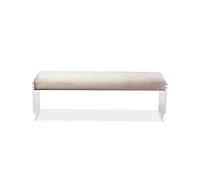 Baxton Studio Hildon Modern and Contemporary Beige Microsuede Fabric Upholstered Lux Bench with Paneled Acrylic Legs